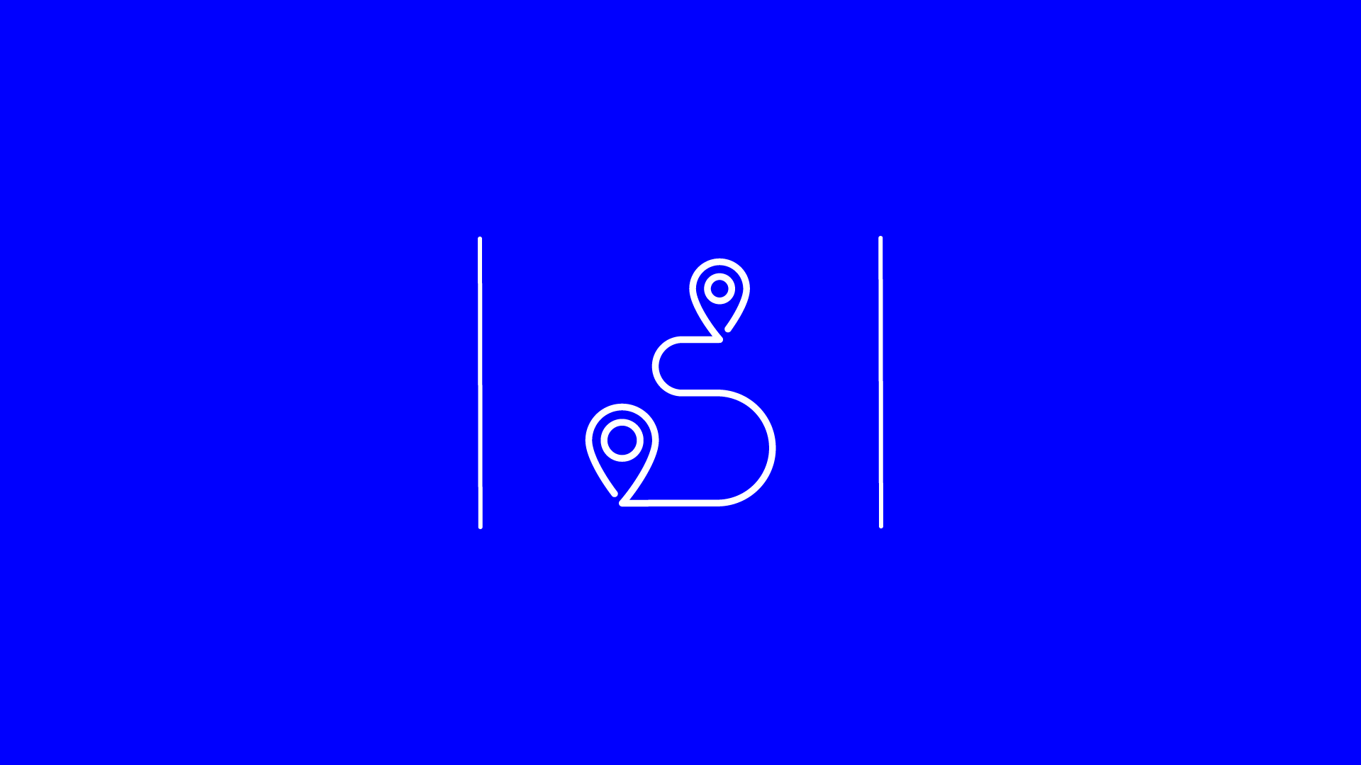 Two location points with a winding road